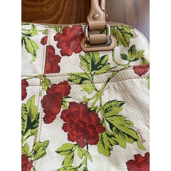 TIGNANELLO Bed of Roses Soft Leather Handbag Shoulder Bag Red Roses White Purse - Picture 2 of 13